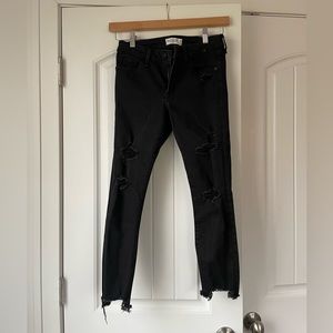 Abercrombie and Fitch Ripped Mid Rise Super Skinny Ankle Jeans